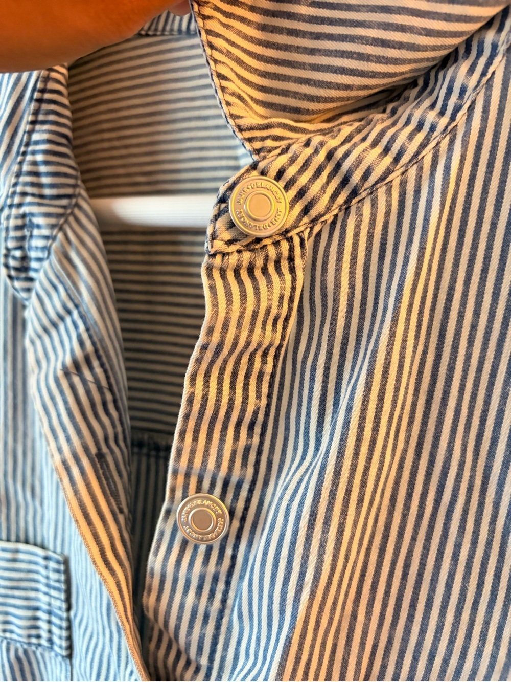 Striped Blue Short-Sleeve 100% Cotton Shirt. Women’s M summer / spring/ fall top - Picture 5 of 12